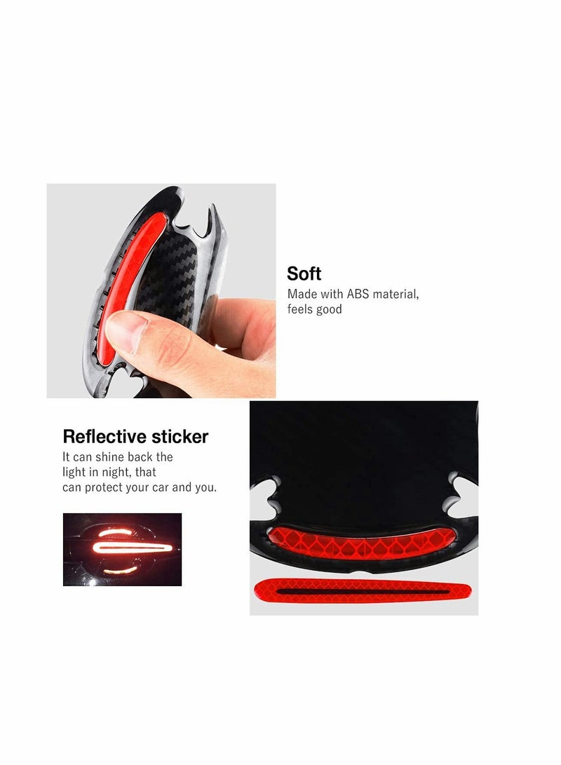 Car Door Cup Handle Paint Scratch Protector Sticker 3D Carbon Fiber Universal Auto Door Handle Scratch Protection Cover Guard Film Car Door Handle Safety Reflective Strips (Red) - Image 3